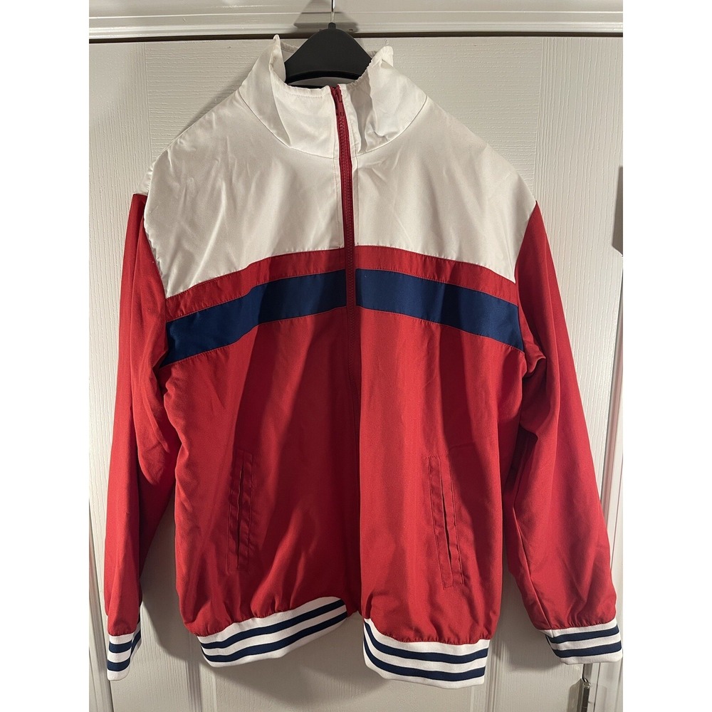 Scandia‎ Woods Mens XL Red White Blue Colorblock Full Zip Windbreaker Jacket